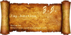 Zay Jusztina névjegykártya